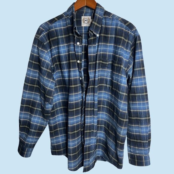 Cinch‎ Shirt Mens Large Black Blue Button Down Check Plaid Embroidered Logo - Picture 1 of 7